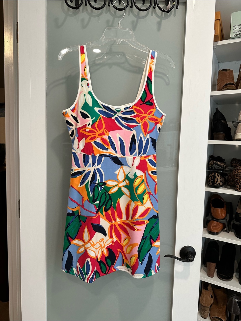 Vibrant Multicolor Floral Scoop-Neck Sport Mini Dress
